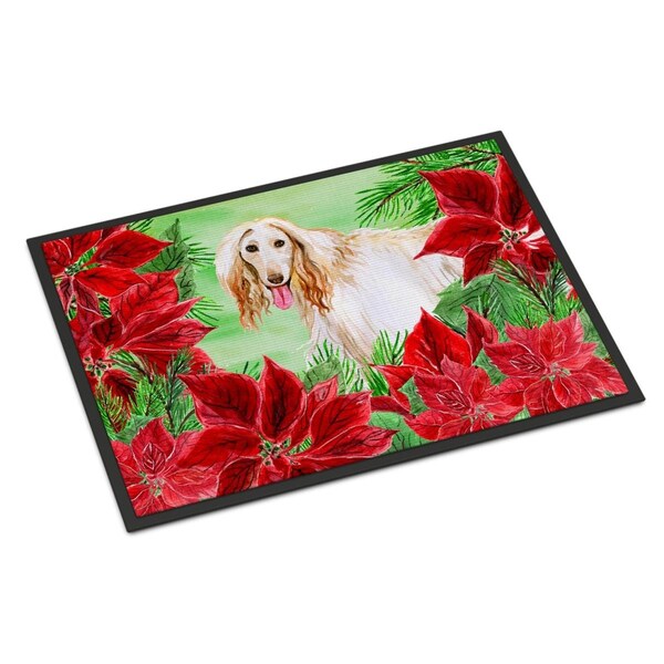 Carolines Treasures Afghan Hound Poinsettas Indoor or Outdoor Mat, 24 x 36 in. CK1350JMAT - main